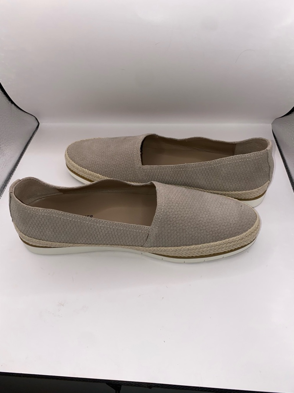 Donald J. Pliner Perci Taupe Slip-On Espadrille Flats - Picture 3 of 8